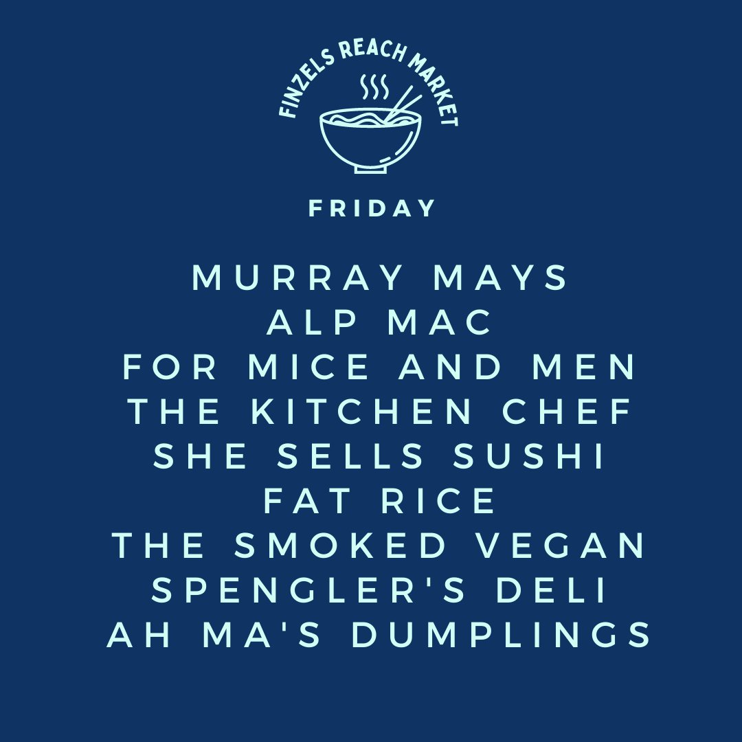 🥙 Finzels Reach Market Line Up 🥟⁠
⁠
Another week of Bristols finest street food at Finzels Reach Market. This week we have covered all bases with plant-based tacos and deep-fried chicken burgers.

See you at the market!