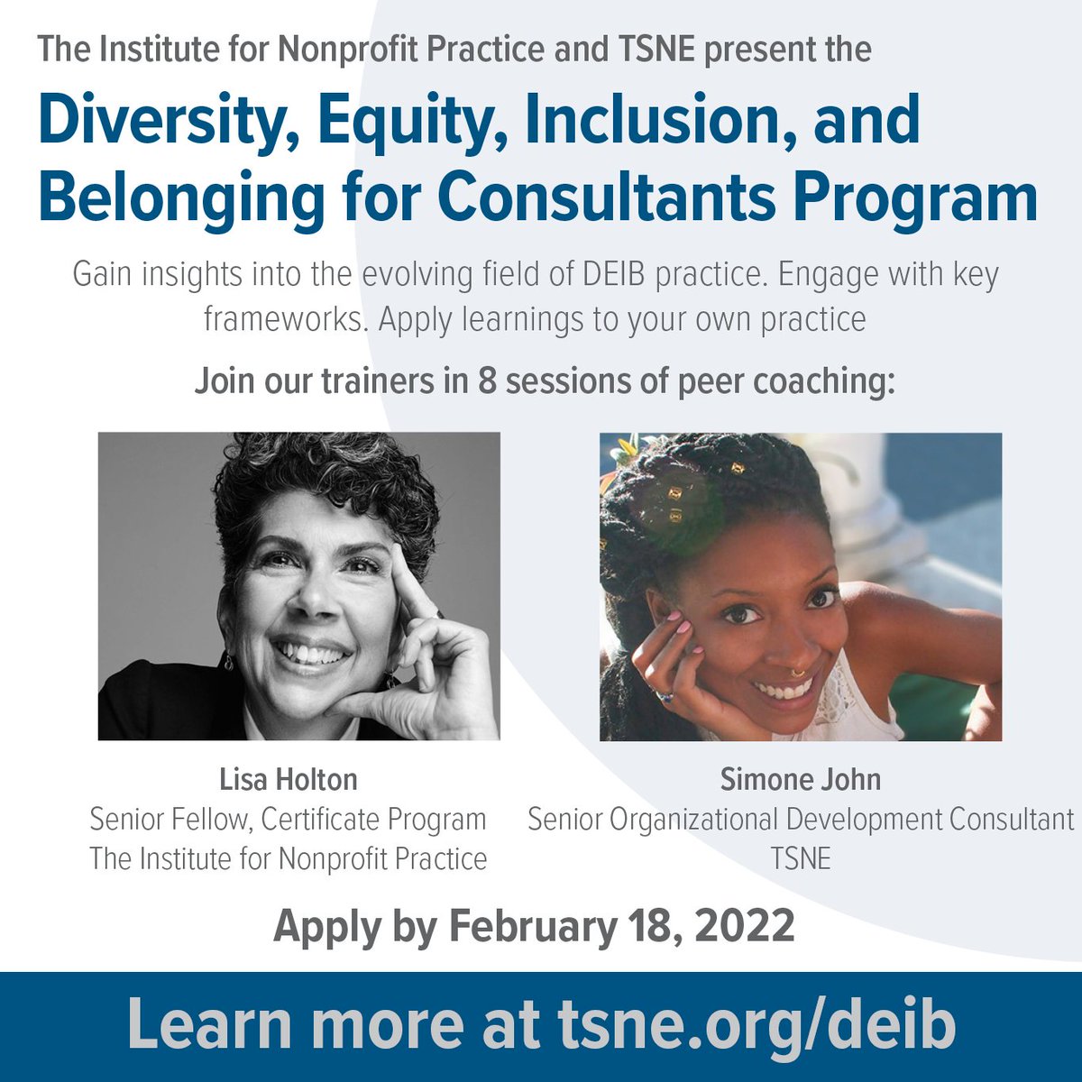 Learn about the Diversity, Equity, Inclusion, and Belonging for Consultants Program at tsne.org/deib