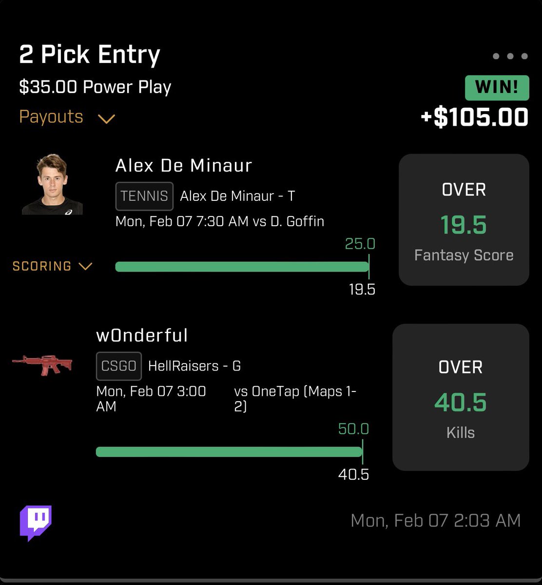 CsGoPropPros's tweet photo. Great Minds Think Alike
@Kingpinprize 
We on that green streak 🤑 https://t.co/19gi1x7eQk