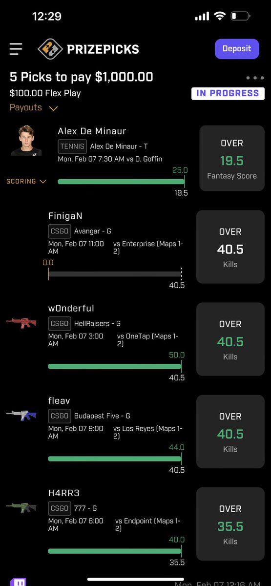 CsGoPropPros's tweet photo. Great Minds Think Alike
@Kingpinprize 
We on that green streak 🤑 https://t.co/19gi1x7eQk