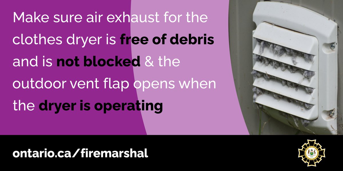 OttFirePrevent's tweet photo. DYK: Dryer fires and venting is a huge issue in the winter. Make sure your vents to the outside are clear! #firesafety #Dryer #Dryersafety https://t.co/iBR0Zh3d3m