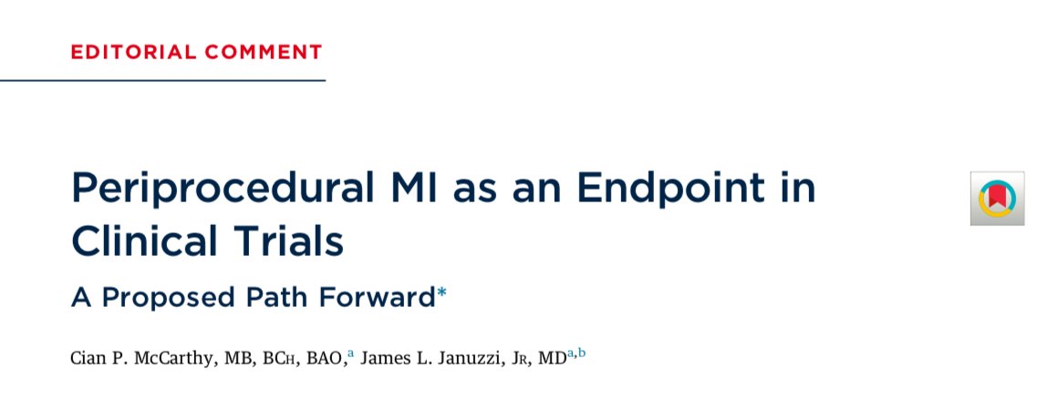 In <a href="/JACCJournals/">JACC Journals</a> Ueki et al examine the incidence &amp; prognosis of various definitions of periprocedural MI among patients undergoing PCI.

@JJheart_doc and I discuss periprocedural MI as an endpoint in clinical trials in the editorial

1/ A thread
👇
jacc.org/doi/10.1016/j.…