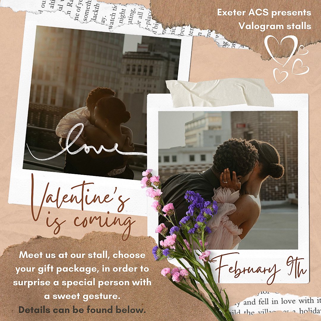 Valograms you can request:
• £5: A rose, a card and a small bag of sweets
• £12: A bouquet of flowers, a card and chocolates
• £20: A bouquet, a card, chocolates and a teddy bear

DATE🗓: Wednesday, 9th February
TIME🕒: 1PM - 4PM
WHERE📍: Forum/St Luke’s, and on our guild page