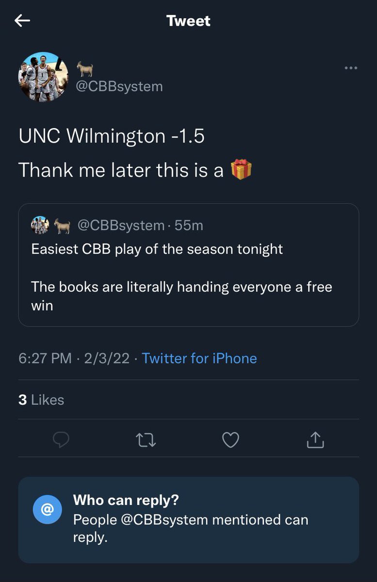 sirbetzalot's tweet image. @CBBsystem the biggest retard scammer on gambling Twitter. I’m blocked for calling him out in the DMs but I followed him on another account and he had the “easiest CBB play” ever… then deactivated when it lost