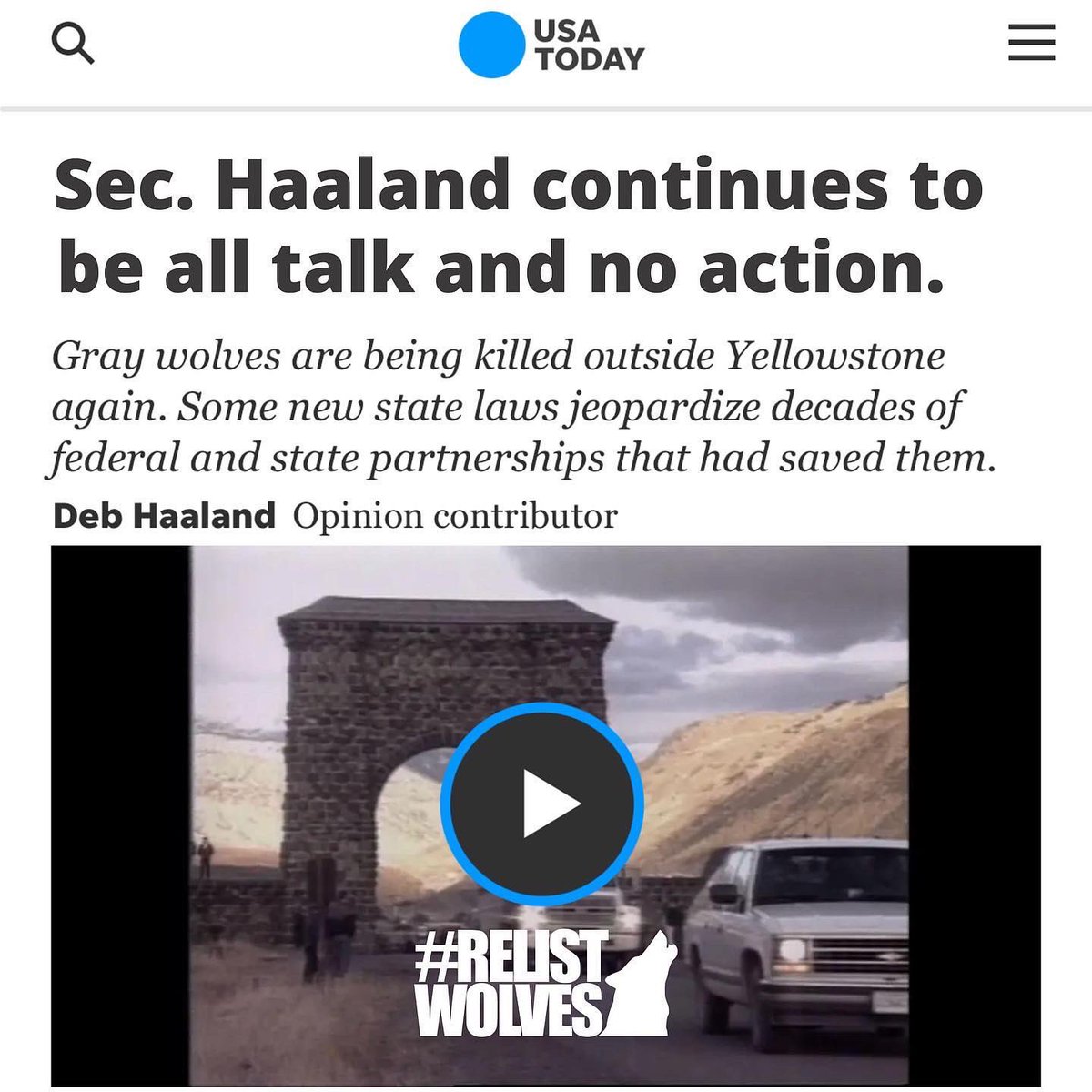 Howling4Wolves's tweet image. 🚨Head-Fake Alert🚨
We took the liberty of fixing the headline from @SecDebHaaland’s USA Today op-Ed published this morning. (Published headlong shown side by side)

usatoday.com/story/opinion/…