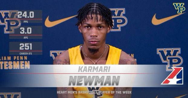 WPUBasketball's tweet photo. Congratulations to Karmari Newman on being named @HeartSportsNews Player of the Week for averaging 24 points per game in our two wins this past week! https://t.co/WpmzD4R5cg