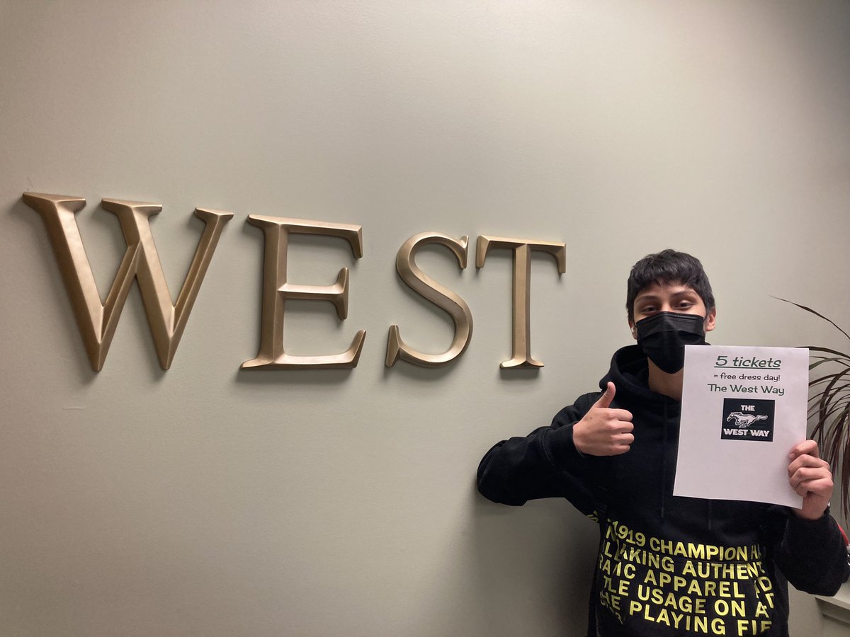 WestMustangsBSD's tweet photo. The West Way earns students a Free Dress Day! #BSDpride #thewestway https://t.co/vFYDQrH5hX