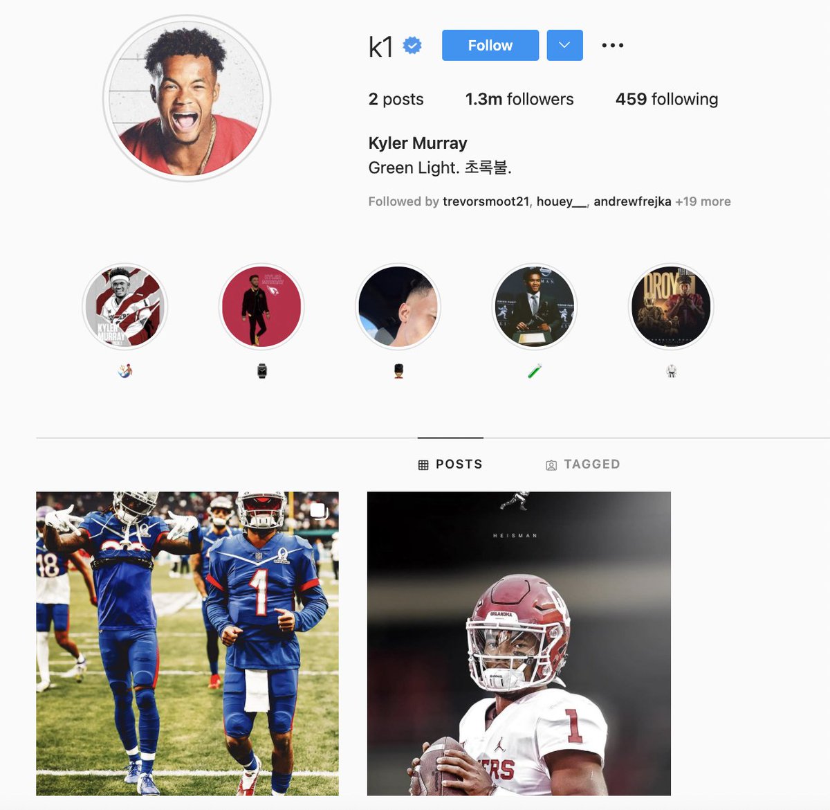 TheAthletic's tweet image. Arizona QB Kyler Murray has unfollowed the team &amp;amp; removed all Cardinals-related content from his Instagram.

The only recent content was a picture of himself at the Pro Bowl and a story re-share of a Mike Evans post that said "always wanted to catch a pass from the Texas legend."