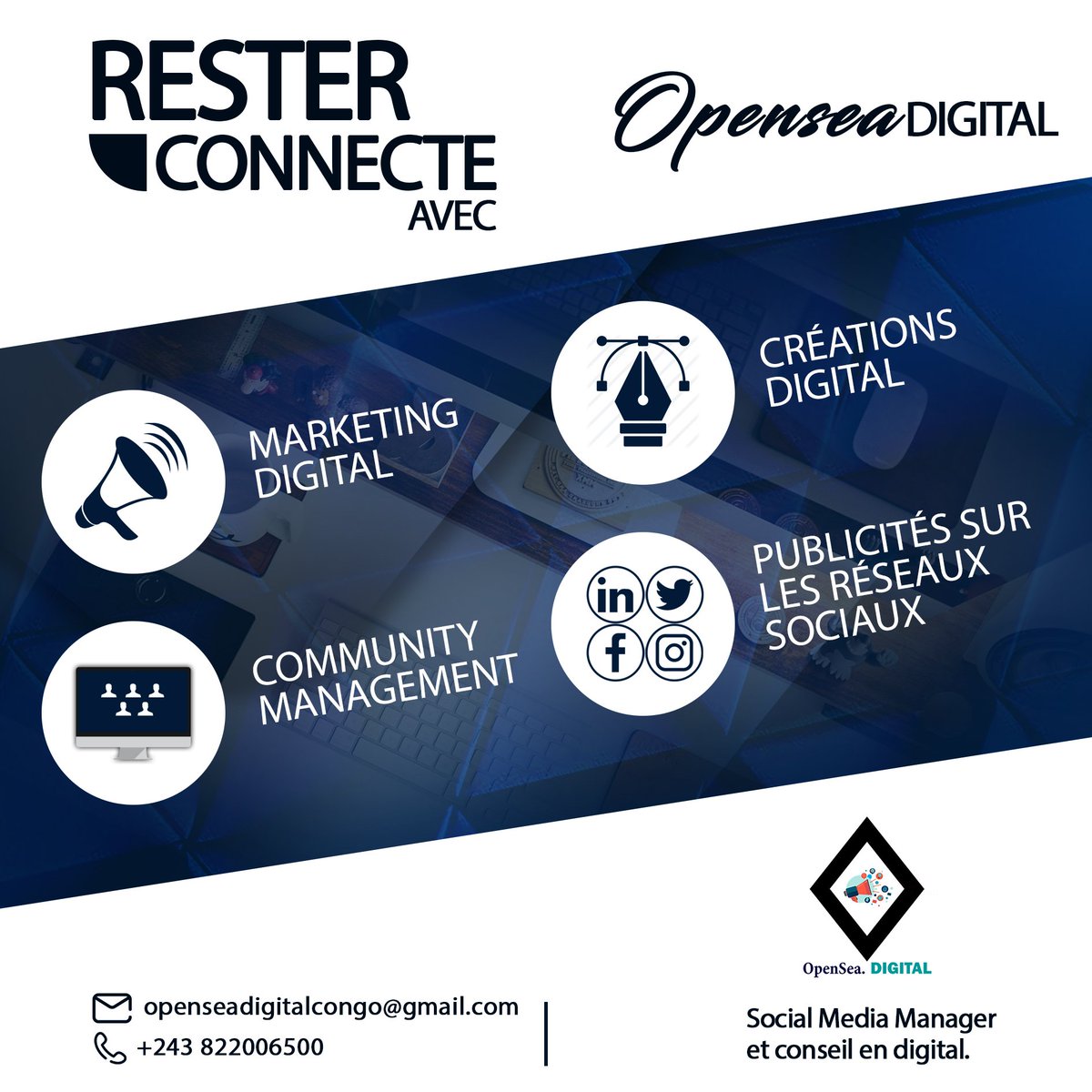 OpenseaD's tweet photo. @StanysBujakera Social Media Manager et Community manager : 
➡️Elaborer une stratégie social média; 
➡️Créer et animer les réseaux sociaux;
➡️Définir la ligne éditoriale;
➡️Réaliser un planning éditorial; 
➡️Créations de contenus;
➡️Publicité sur les réseaux sociaux; 
➡️Marketing digital... https://t.co/K9A6Ep9kvs