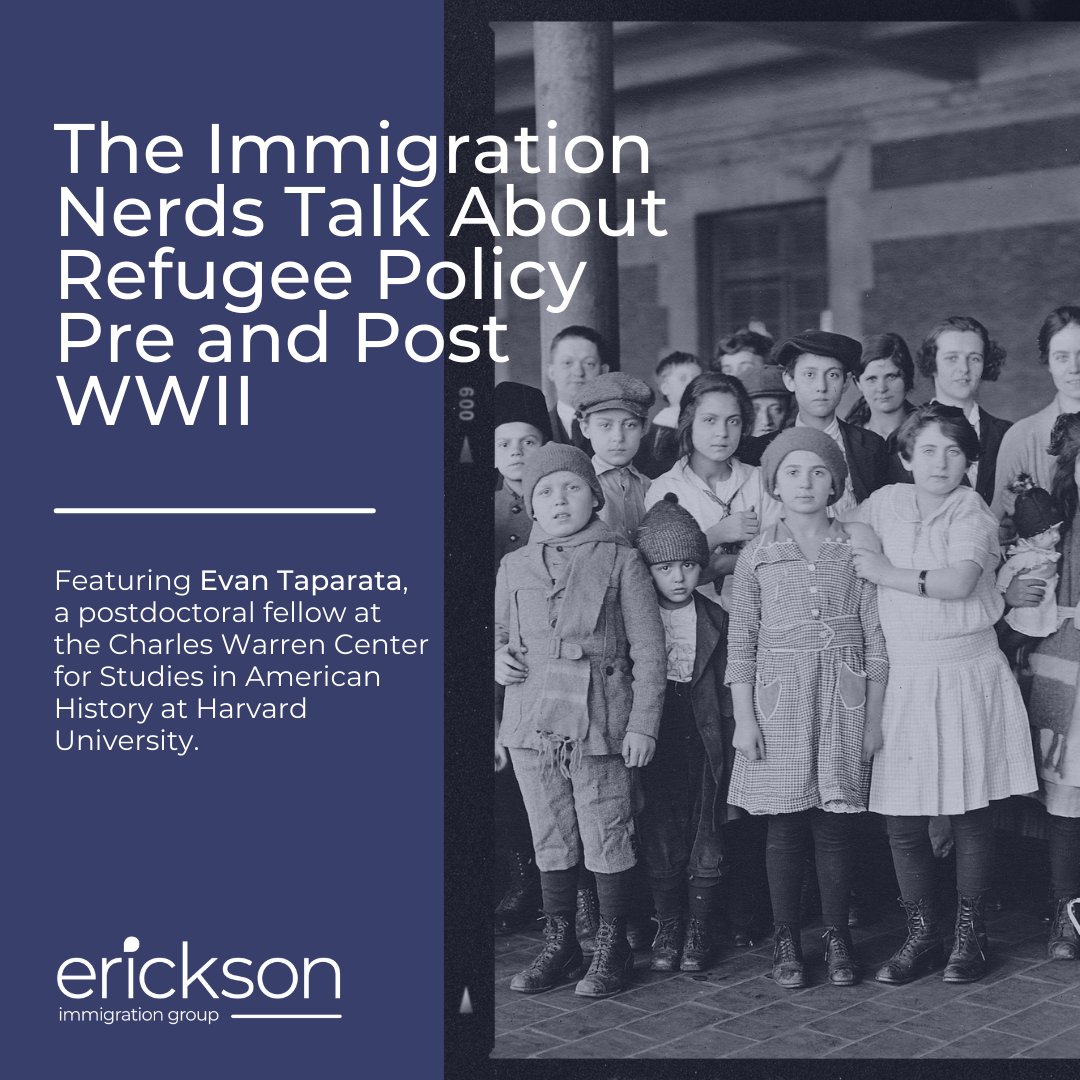 EIG Law (@eig_law) on Twitter photo In this week’s <a href="/ImmNerds/">Immigration Nerds</a> podcast, we talk to <a href="/etaparata/">Evan Taparata</a>, a postdoctoral fellow at the Charles Warren Center for Studies in American History at <a href="/Harvard/">Harvard University</a>, about American refugee law pre & post WWII.
Download and subscribe: eiglaw.com/the-immigratio… In this week’s <a href="/ImmNerds/">Immigration Nerds</a> podcast, we talk to <a href="/etaparata/">Evan Taparata</a>, a postdoctoral fellow at the Charles Warren Center for Studies in American History at <a href="/Harvard/">Harvard University</a>, about American refugee law pre & post WWII.
Download and subscribe: eiglaw.com/the-immigratio…