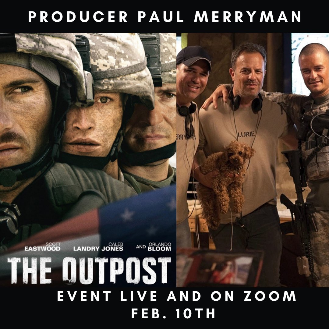 AllEntBusiness's tweet photo. FEB 10 GUEST SPEAKER: PRODUCER PAUL MERRYMAN is a film & television producer with a focus on amazing true stories.
We canโt wait to see everyone live on Zoom or @NativeHostels starting at 6pm CST and 4pm PST! Networking and live music afterwards! #theoutpost #producer #Film https://t.co/7sNY2rPkKD