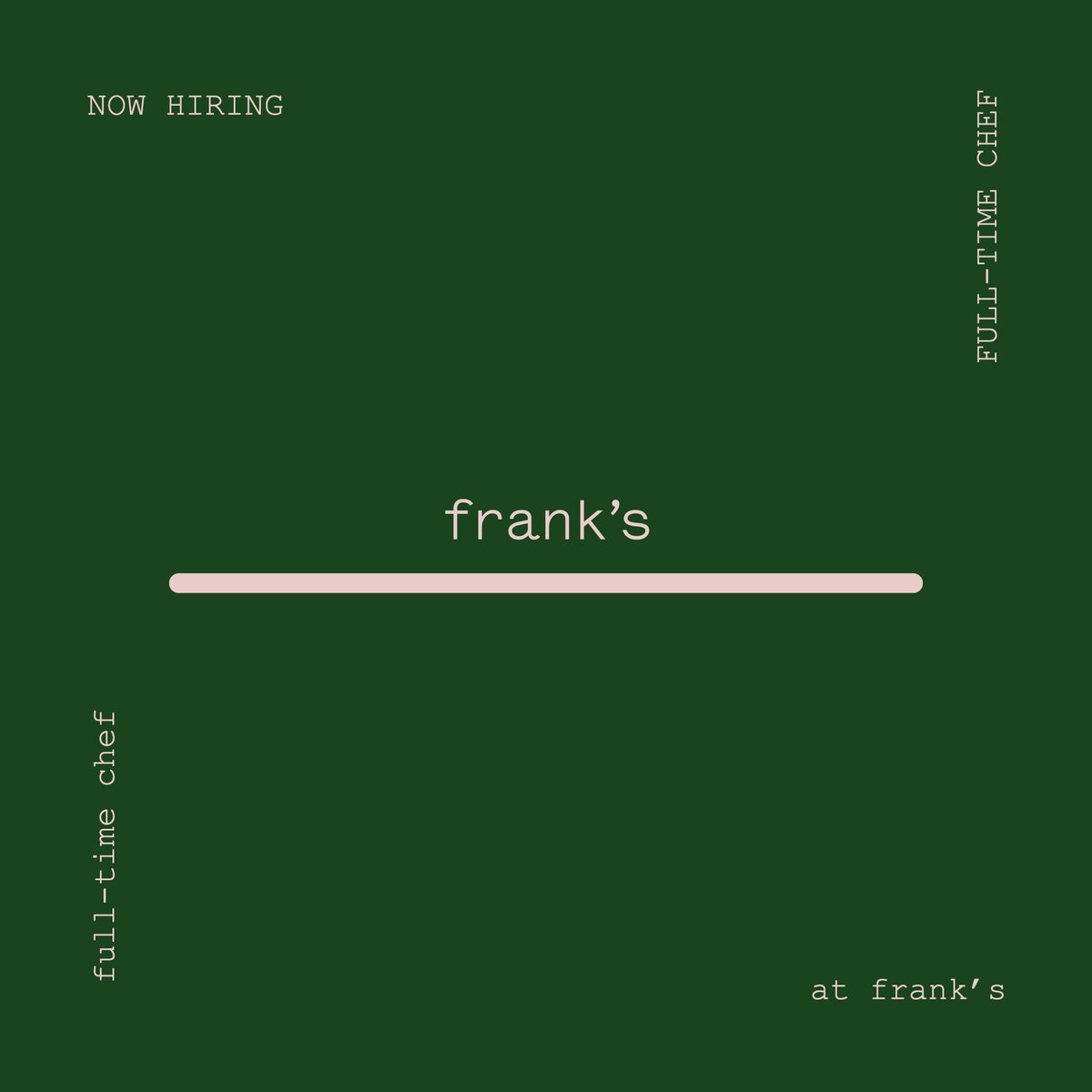 franksdublin's tweet image. CHEF WANTED! Good news, we are looking to bring a chef on to our team here at Frank's 🥂.

Send your CV to hello@franksdublin.com 

#dublin #irishchef #dublinjobfairy #dublincity #dublinchef