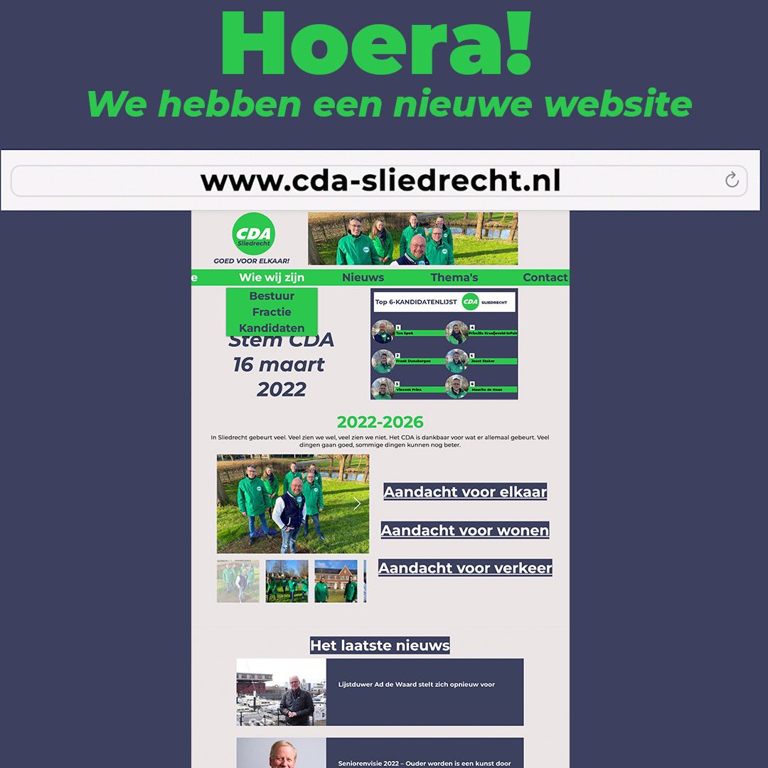 Samen aan de slag voor Sliedrecht! Kijk snel op CDA-Sliedrecht.nl