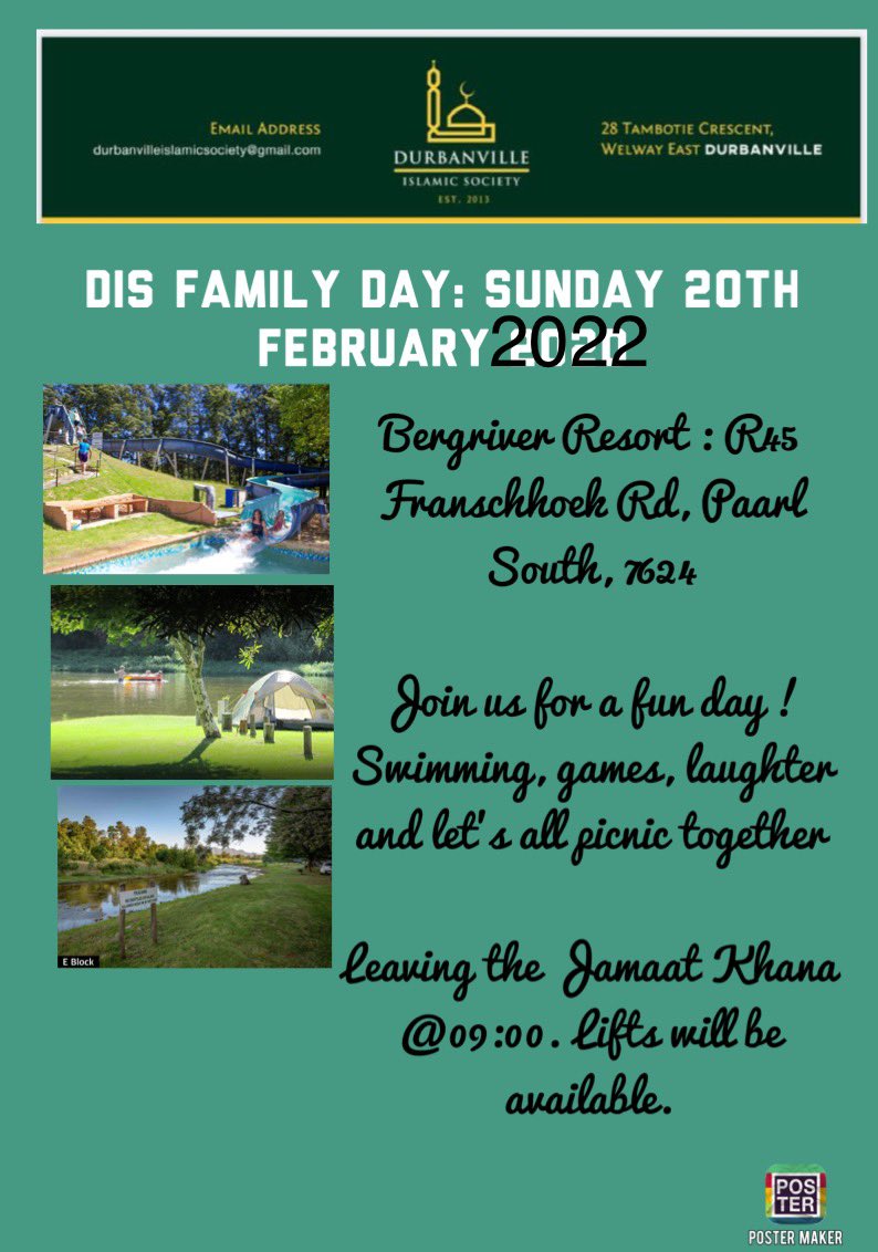 DIslmSoc's tweet photo. Join us on 20th February at the Bergriver Resort ! https://t.co/PPHb3hN7jE