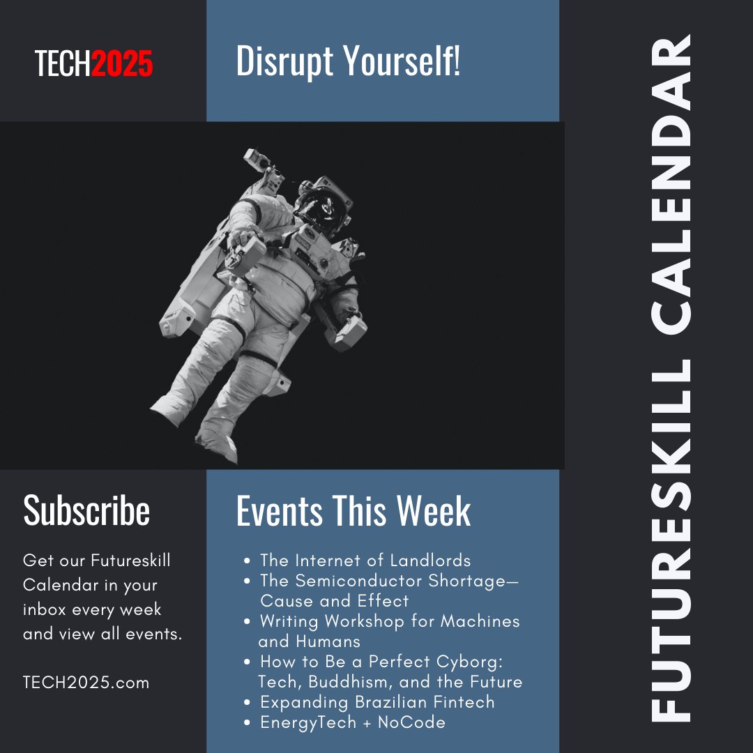Our Futureskill Calendar for the week is up! Over 150 great events in technology and business innovation to help you prepare for the future and expand your network! 👉 bit.ly/futureskillcal #tech #events