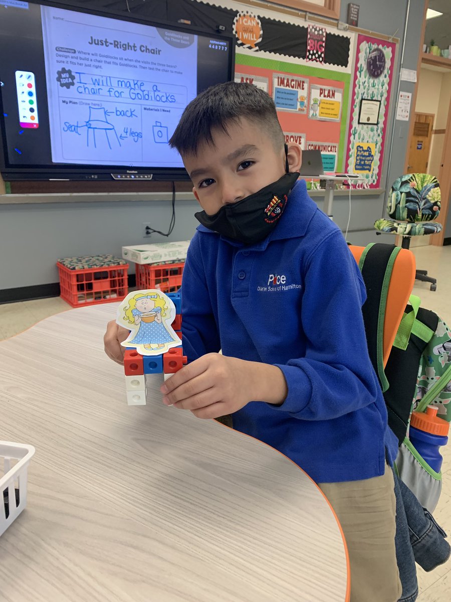 MereHarrison123's tweet photo. My First Graders loved Just-Right Chair for Goldilocks. They had a plan and made it happen. #steam #stem #snapcubes https://t.co/Jw5jIVaHnJ