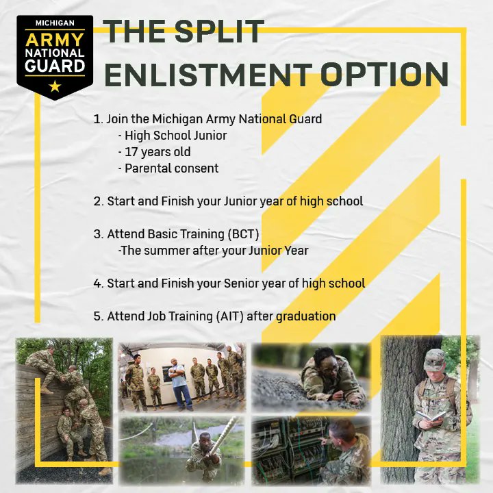 MIArmyGuard's tweet photo. Attention Seniors 2023! Are you looking to join the Michigan Army National Guard but you think you have to wait until your 18. Well check this out and send us a message if you’re interested.
.
.
#miarmyguard #miarng #miguard #Minationalguard #goguard #guardstrong #seniors https://t.co/mgGy97GACA