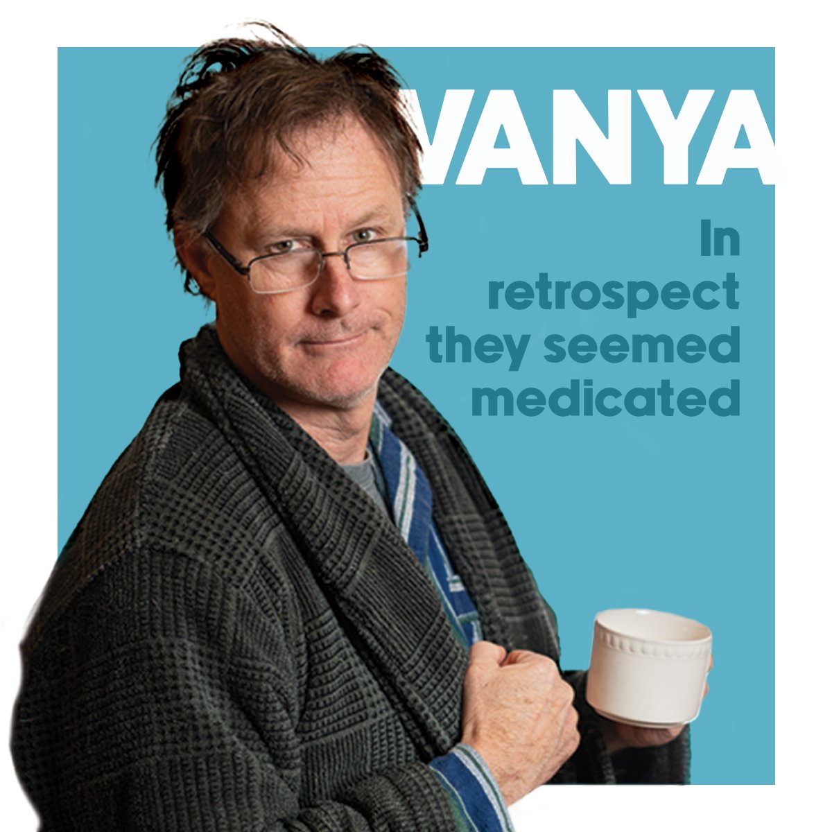 CambrianPlayers's tweet photo. Dennis Dubinsky brings Vanya to life as he reminisces on the good old days. Remember licking postage stamps? 😝 
Cambrian Players' Vanya and Sonia and Masha and Spike opens March 2! https://t.co/bEYICtEje0 https://t.co/LnmhMCQ4JK