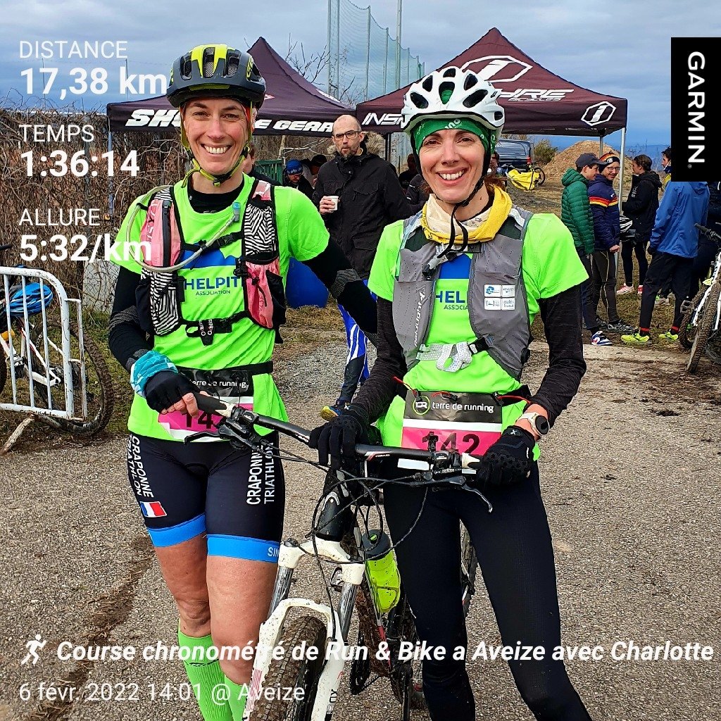 Helpitiasso's tweet photo. Deux des trois Phénix de chez Helpiti ont participé à une course chronométré de run &amp; bike à Aveize. Elles se préparent pour le @RaidAmazones fin 2022 en équipe de 3. Elles soutiennent notre association @Helpitiasso avec nos nouveaux t-shirts. 🥰 https://t.co/59AurzQNNc