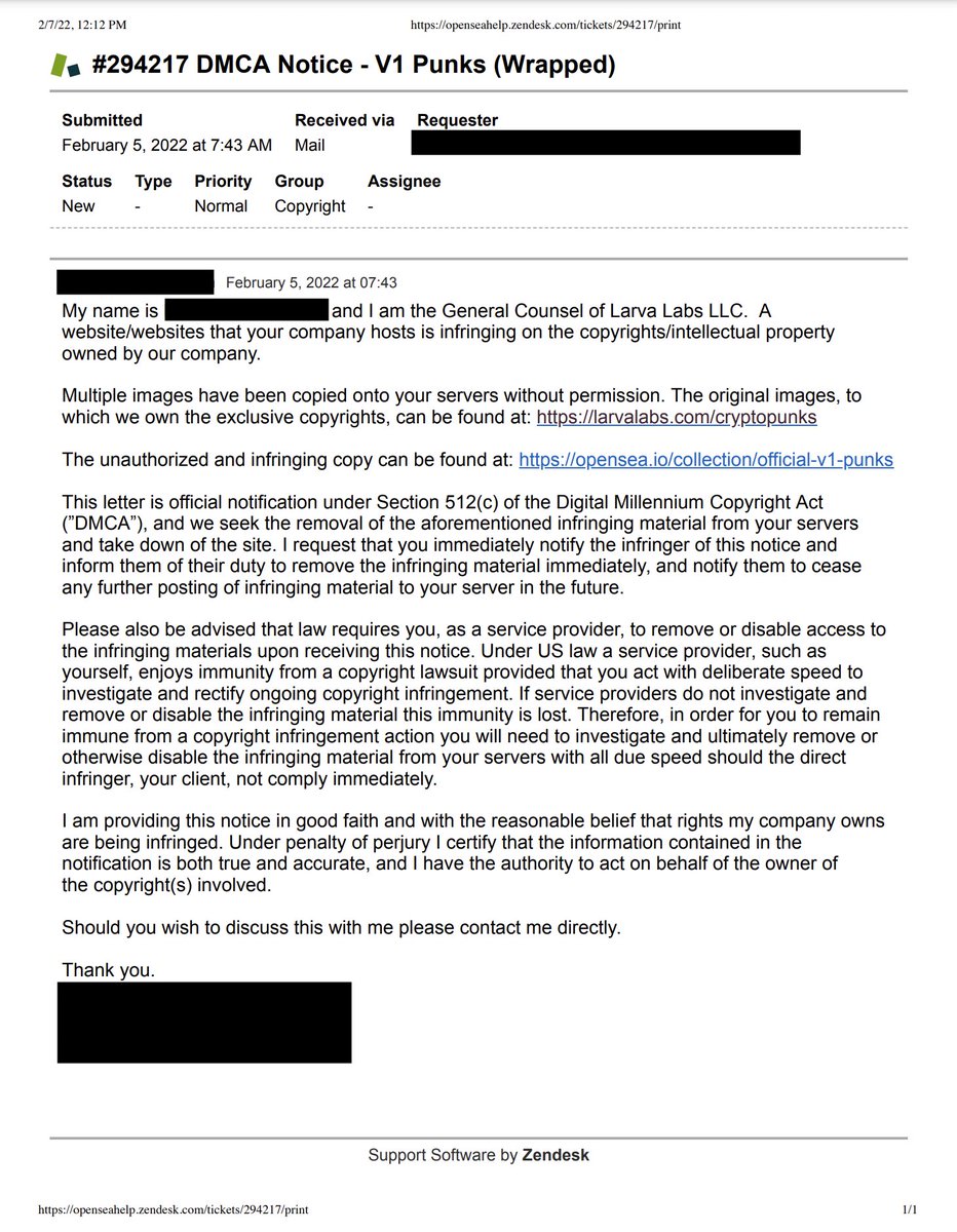 LL has forced <a href="/opensea/">OpenSea</a> to remove V1 Punks collection because of a DMCA takedown. 

We are responding via a counter-notice from our counsel in due course. We look forward to updating you further. 

In the meantime, trade using v1punks.io or @LooksRareNFT