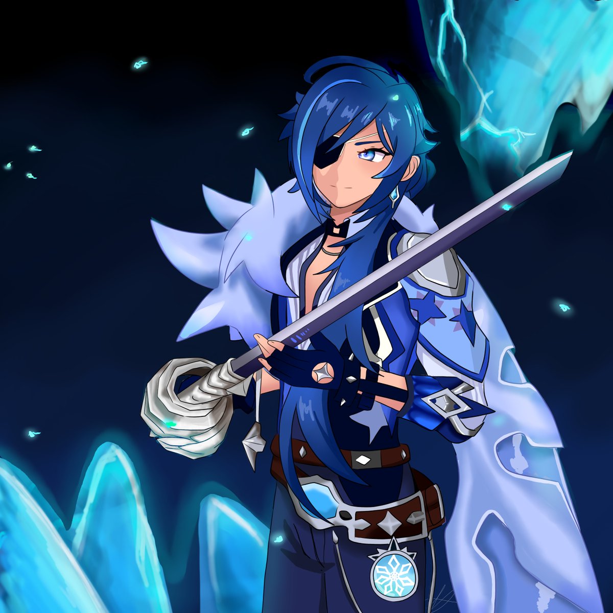 Splendifular's tweet image. For the simp @MisoPaste_ 

I need to change the background but this'll do for now. (ง^-^ )ง

#GenshinImpact #Kaeyafanart #Kaeya #Digitalart