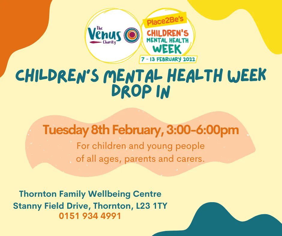 Our second #ChildrensMentalHealthWeek Drop In starts at 3pm! Today's drop in is for all ages, parents and carers! 😊 @NHSSSCCG @SeftonCVS @HealthySefton @TheL21Network @seftoncouncil @CamhsSefton @liverpoolccg @YPASLiverpool