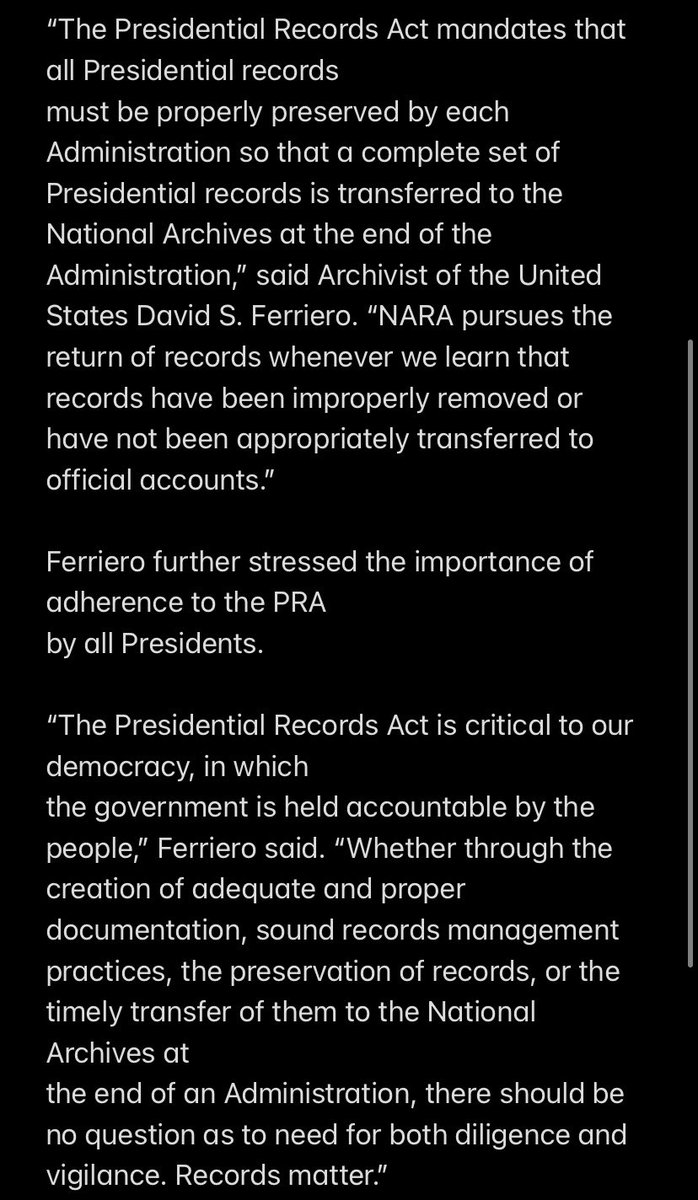 Full statement from the #NationalArchives to @CBSNews on its continued search for Donald Trump’s presidential records: