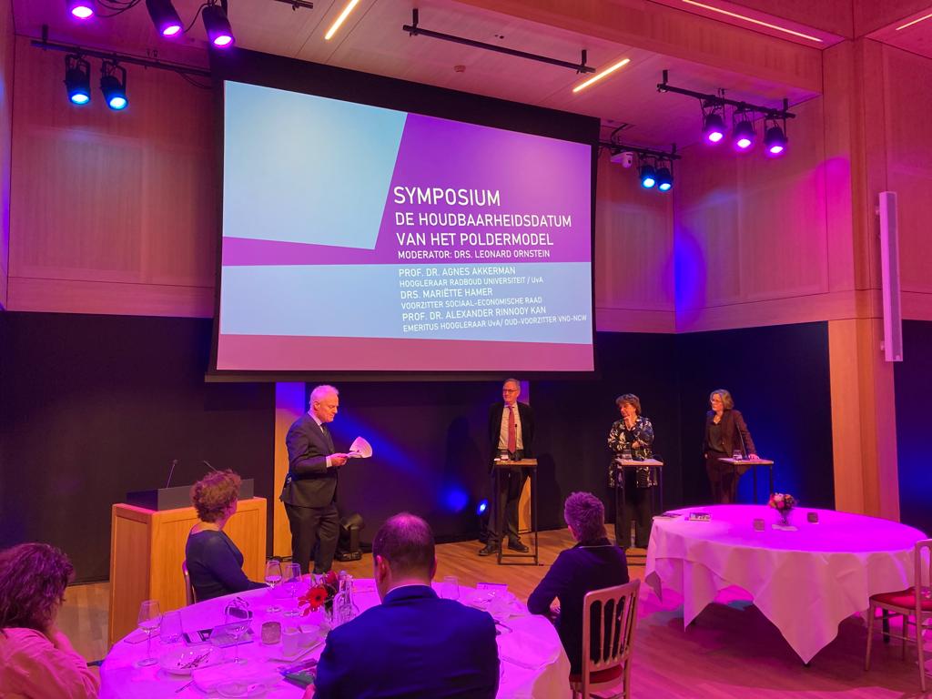Symposium 'De houdbaarheidsdatum van het poldermodel' met Mariëtte Hamer van <a href="/SER_NL/">Sociaal-Economische Raad (SER)</a>, Agnes Akkerman <a href="/UvA_Amsterdam/">UvA Amsterdam</a> en Alexander Rinnooy-Kan <a href="/VNONCW/">VNO-NCW</a>.
