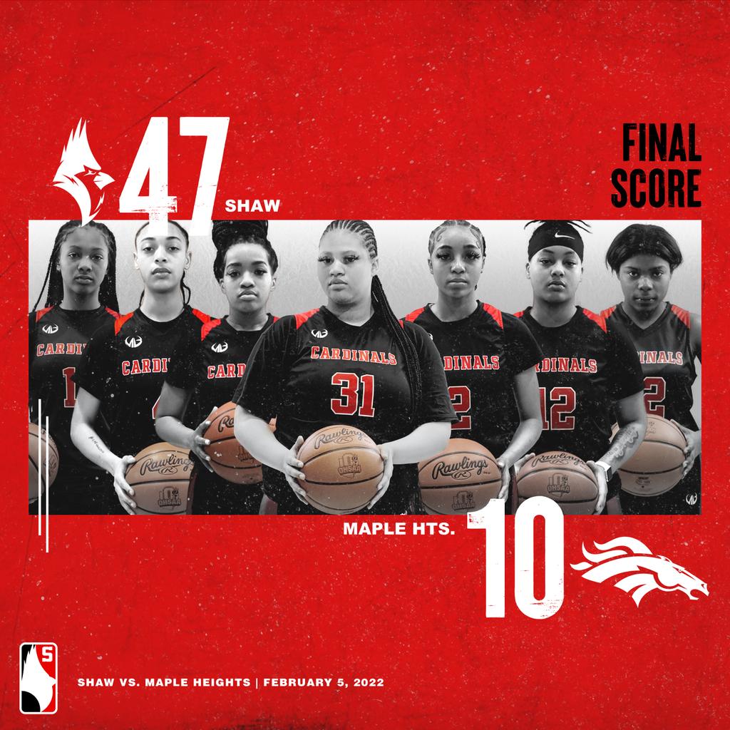 EastCleSchools's tweet image. Your Shaw Lady Cardinals handily defeated the Maple Heights Mustangs this past weekend! The final score was 47 to 10! Congratulations on a job well done!

Tonight, they take on Garfield Heights @ Garfield Heights High School. Tip-off is at 6pm!

#HustleandHeart #ShawBasketball