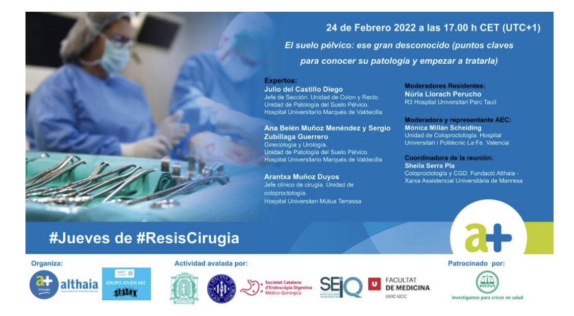 sheilaserrapla (@sheilaserrapla) on Twitter photo Muy feliz de colaborar con <a href="/cjGomez22/">Carlos Gómez</a> <a href="/aecirujanos/">aecirujanos</a> y <a href="/cirurgiaalthaia/">Cirurgia Althaia 🏥</a> en la organización de la próxima sesión de #jueves de #Resiscirugia sobre SUELO PÉLVICO!!24 de Febrero!Y con unos ponentes muy 🔝🤩! <a href="/USPValdecilla/">Unidad de Suelo Pélvico, HU Marqués de Valdecilla</a> @ArantxaMuozDuyo <a href="/monicamillan72/">Monica Millan</a> <a href="/nuria_llorach/">Núria Llorach</a> Nos acompañas? Muy feliz de colaborar con <a href="/cjGomez22/">Carlos Gómez</a> <a href="/aecirujanos/">aecirujanos</a> y <a href="/cirurgiaalthaia/">Cirurgia Althaia 🏥</a> en la organización de la próxima sesión de #jueves de #Resiscirugia sobre SUELO PÉLVICO!!24 de Febrero!Y con unos ponentes muy 🔝🤩! <a href="/USPValdecilla/">Unidad de Suelo Pélvico, HU Marqués de Valdecilla</a> @ArantxaMuozDuyo <a href="/monicamillan72/">Monica Millan</a> <a href="/nuria_llorach/">Núria Llorach</a> Nos acompañas?