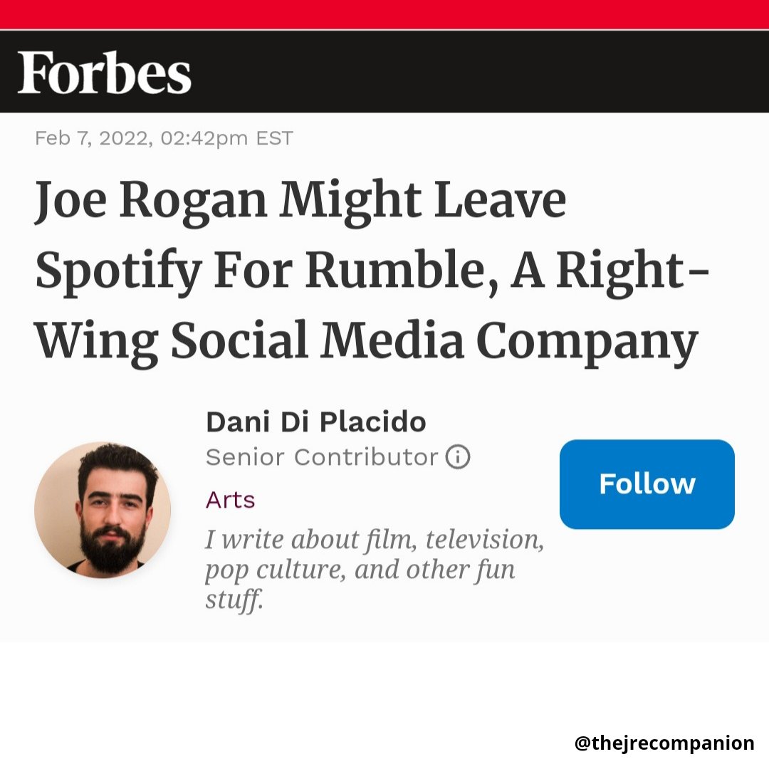 TheJRECompanion's tweet photo. So, @forbes is just straight clickbait now? @Dani_Di_Placido this is just gross. To say someone "Might" do something commonly means you have some knowledge that they are considering it

Did you hear something from @joerogan? Tell us!

If not, people MIGHT stop reading your work. https://t.co/GCLJlOcsHZ