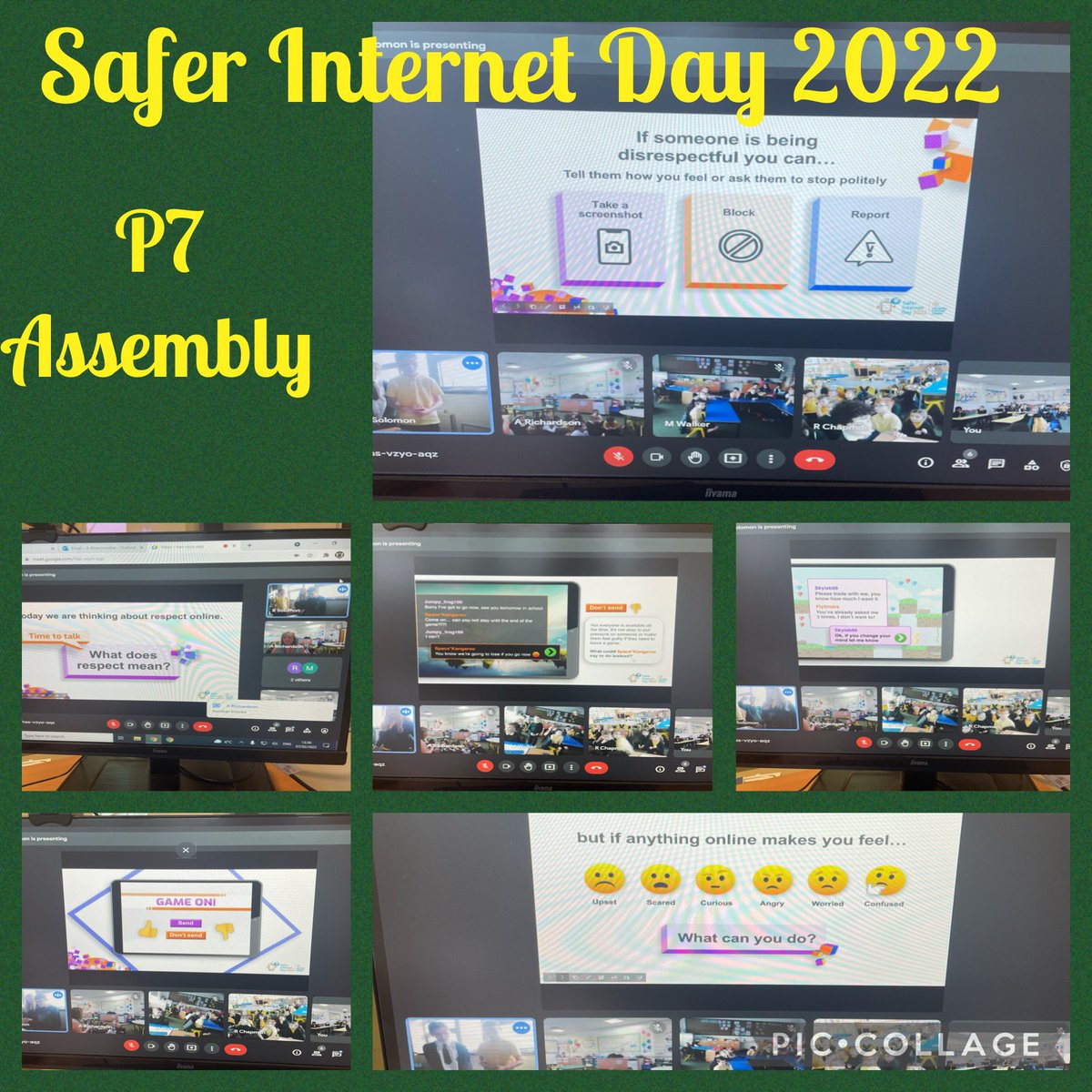 P7 delivered a super virtual assembly today, ahead of #SaferInternetDay2022 tomorrow. They explored what it means to be respectful online users and shared great advice on what to do if we are upset by anything we see online.