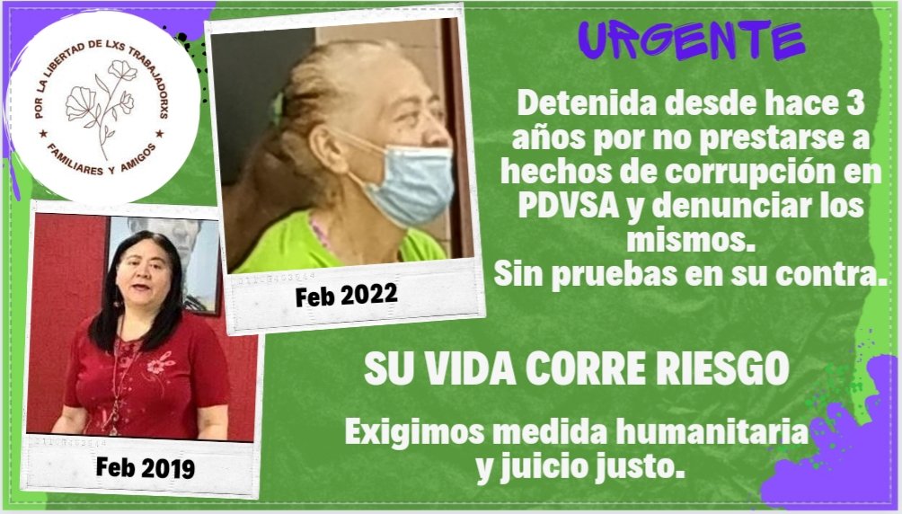 PTvnzlaOficial's tweet photo. Hace 3 años Rosa Mota de Millán fue injustamente privada de libertad. Las condiciones de reclusión han deteriorado dramáticamente su salud. 

La vida de rosa corre grave peligro. Por eso este 8 de febrero (a las 7 PM) Nos vemos con la etiqueta: #RespetoParaLasPrivadasDeLibertad https://t.co/L2LCbm827q