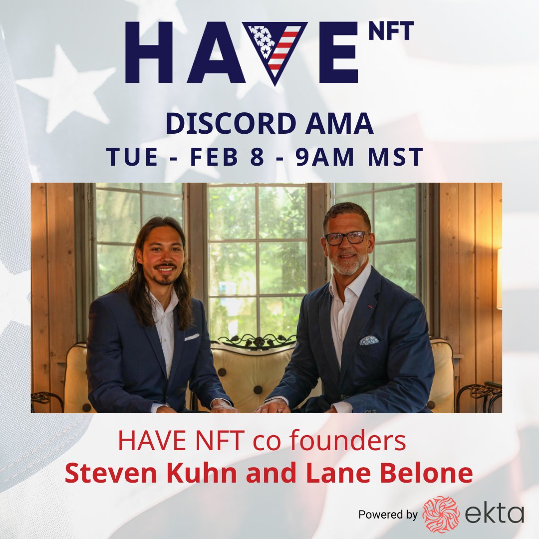 HAVE_NFT's tweet photo. Not sure what HAVE NFT has to offer? Join our Discord live "Ask Me Anything" and check out what the cofounders of HAVE NFT are determined to accomplish! 
https://t.co/Zoore4S5ii https://t.co/lbpxYGguNY