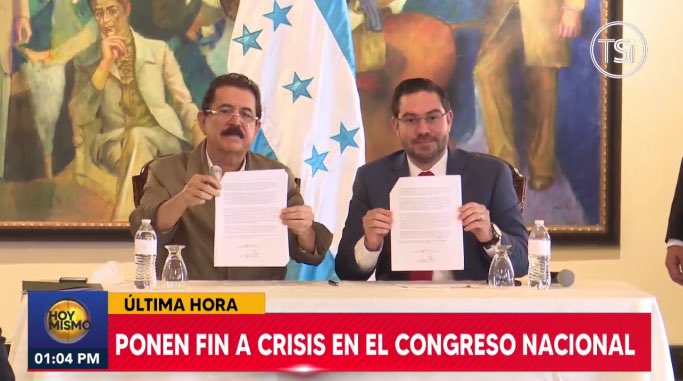 #ÚltimaHora 🗣|  ¡TRIUNFÓ EL PUEBLO!🇭🇳 Acuerdo firmado. Diputados disidentes de <a href="/PartidoLibre/">Partido Libre</a> rectifican, por la paz de Honduras reafirman lealtad a la Presidenta Xiomara reconociendo junta directiva del Congreso que encabeza Luis Redondo

-Poder Ejecutivo✅

-Poder legislativo✅
