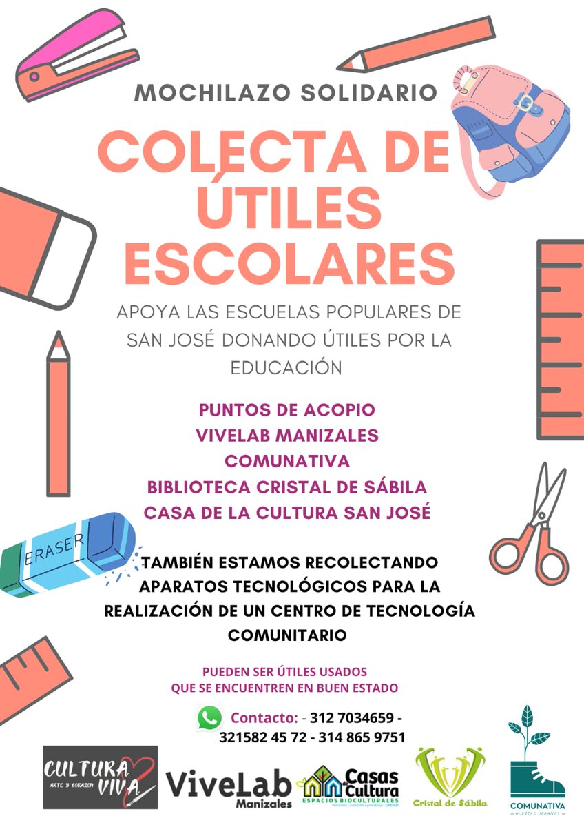 ¡¡ Estamos con estás 3 iniciativas con las cuales vamos a comenzar nuestro ciclo de encuentros y saberes!!!
🕯️🦋🌻
<a href="/Comunativahu/">Comunativa</a> 
#escuelapopular #manizales #fundación #sostenibilidad #medioamviente #huertasurbanas
