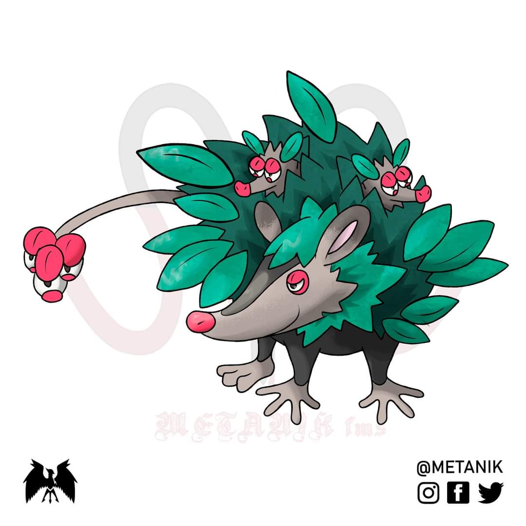 Fakemon - Metanik - # 143 (#Lekkerdex) # 443 (#MetanikRegions) Name:  Hydnirvore. Type: Grass/Ground. Ability: Strong Jaw. HA: Does not have.  Species: Precious carnivore. Height: 1,20 Weight: 28 kg. Gender Ratio:  Genderless