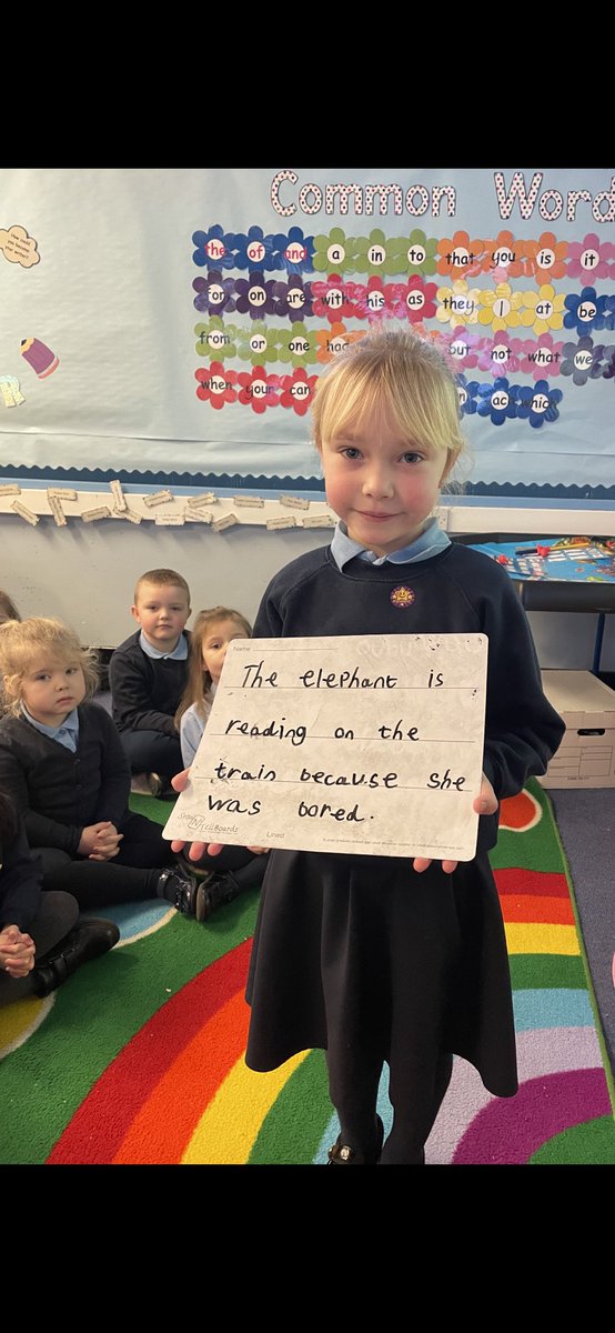 StJosephsWDC's tweet photo. This hardworking Primary 2 was sent in to P1 to show off the fantastic sentence that she wrote! Well done ⭐️ #successfullearner #confidentindividual #sharinggreatwork https://t.co/TqOhyJ7mH2