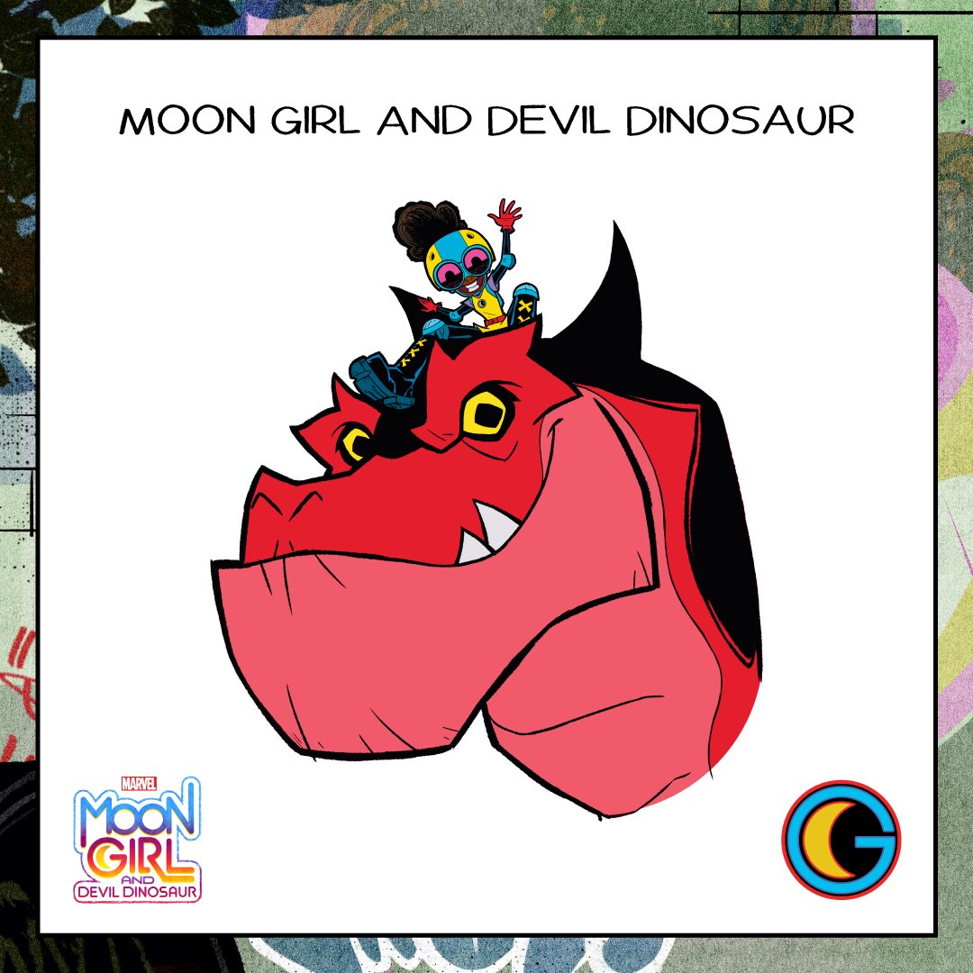 Marvel's tweet image. It's time for a reveal! Say hello to the characters of Marvel's Moon Girl and Devil Dinosaur 🦖 Who else is excited about the new series? bit.ly/3B4ajdo