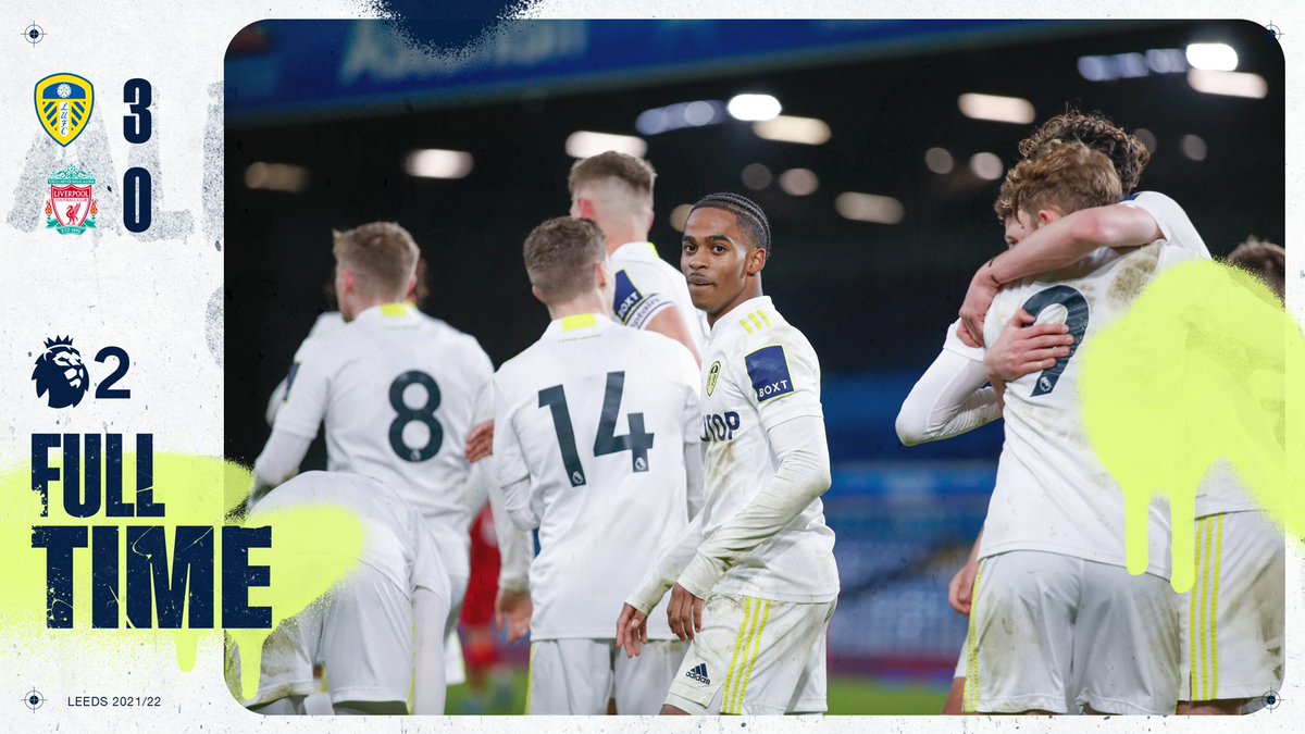 LUFC's tweet photo. 𝗙𝘂𝗹𝗹 𝗧𝗶𝗺𝗲: A massive three points for #LUFC U23s, with goals from Jenkins, Summerville and Dean! https://t.co/kNmabaxxIb