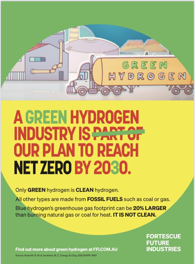 Sick of Angus Taylor using taxpayer funds to mislead people about what is and isn’t “clean” hydrogen? Andrew Forrest is sick of him too. Full page ad in the <a href="/FinancialReview/">Financial Review</a> today.