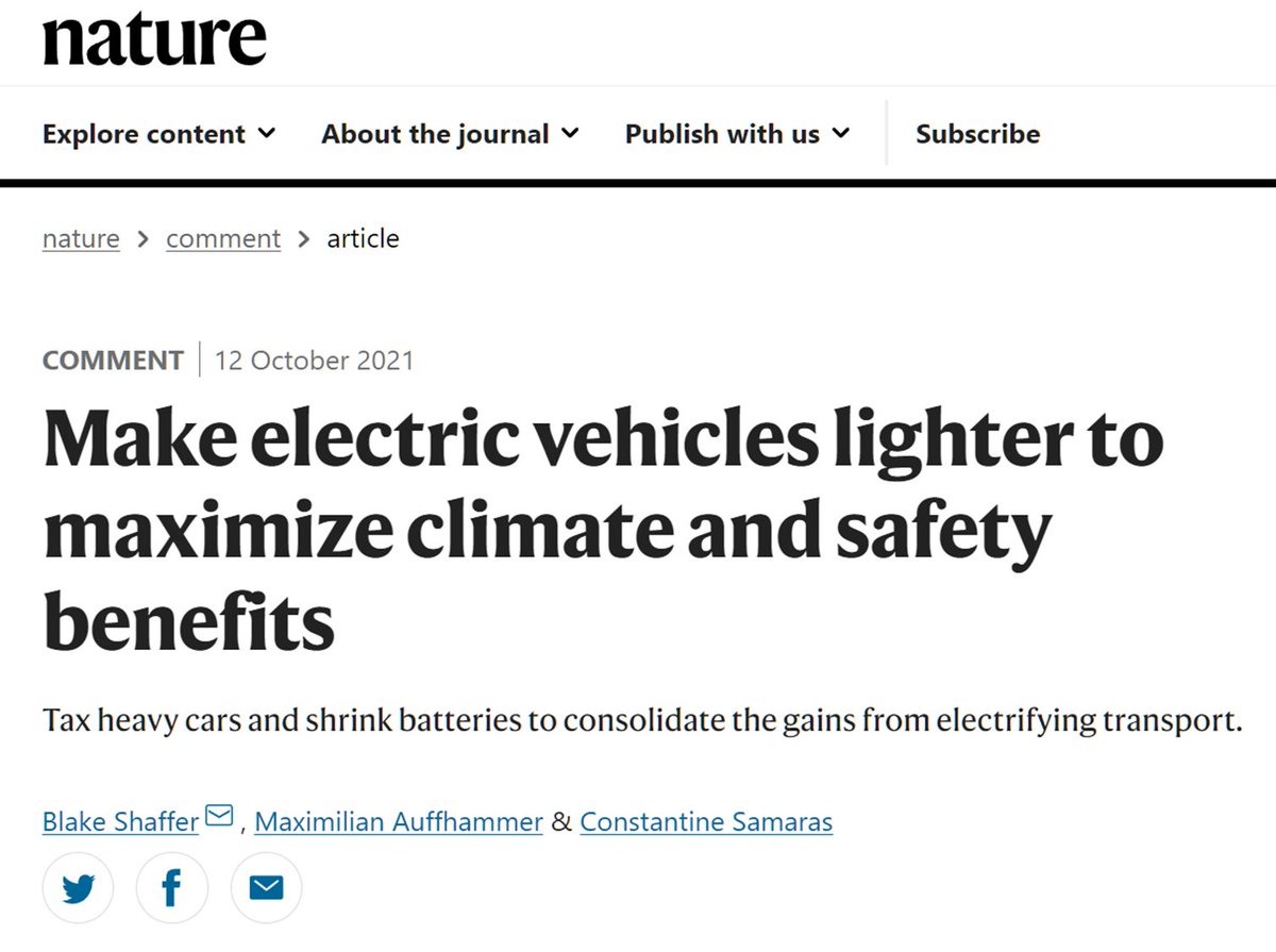 Bjorn, Bjorn, Bjorn.It was an opinion piece that argues we must "consolidate the gains from electrifying transport" (!) by taxing heavy cars.But none of them have an automotive background which explains some jumping to conclusions. Let me explain. https://nature.com/articles/d41586-021-02760-8