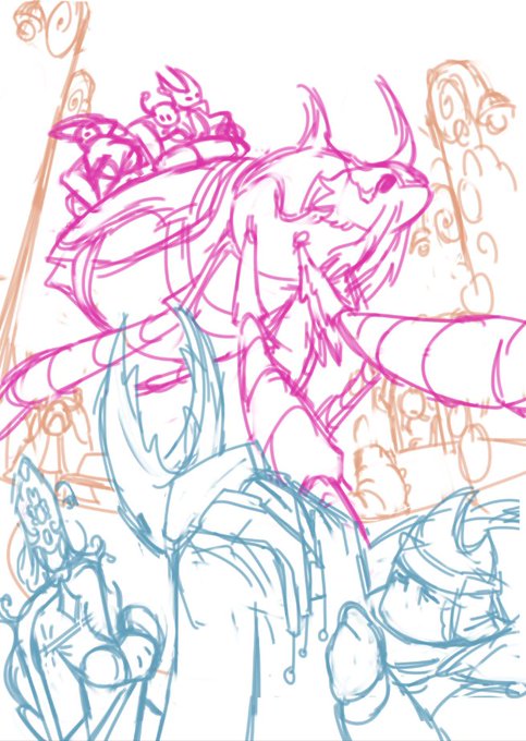 dug around my files anf found the first sketch + early thumbnails! for my prompt i was assigned carnival games/booths/attractions in dirtmouth. my initial idea was stalls and booths ran by the shopkeepers in dirtmouth and points of interest as carnival rides 