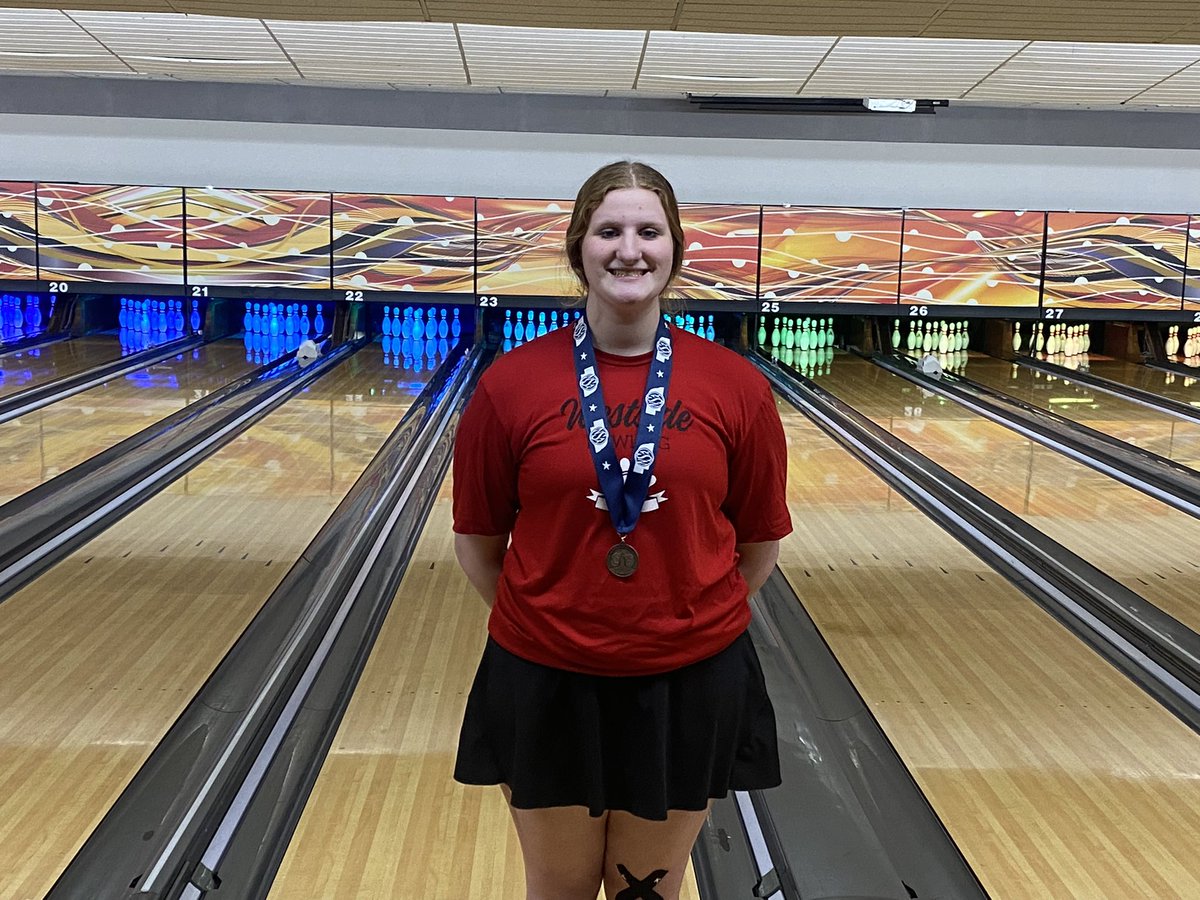 BowlingWestside's tweet photo. Congrats to Jocelyn Shields on her 5th place finish today in the State Tournament! Really had an amazing finish with games of 205, 256 and 265 today. https://t.co/qbx78GlGxZ