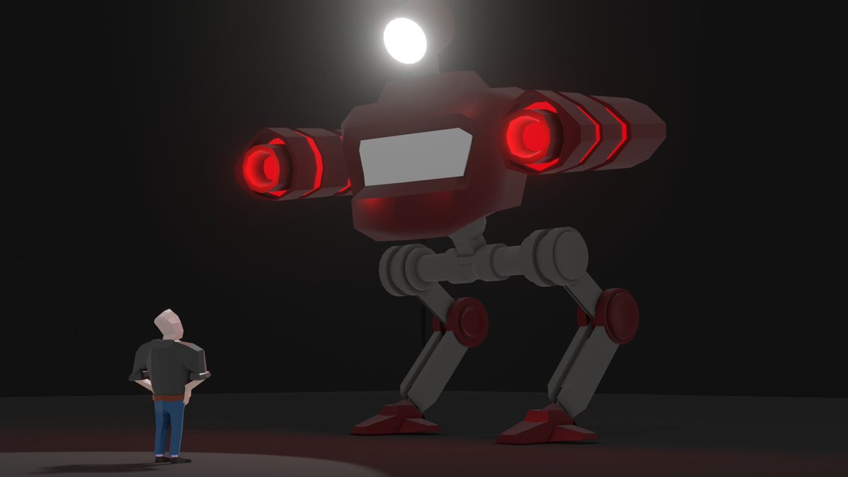 StringCode's tweet photo. A Man and his Mech.

#blender #3dmodeling #lowpoly https://t.co/EixeAMEDIi