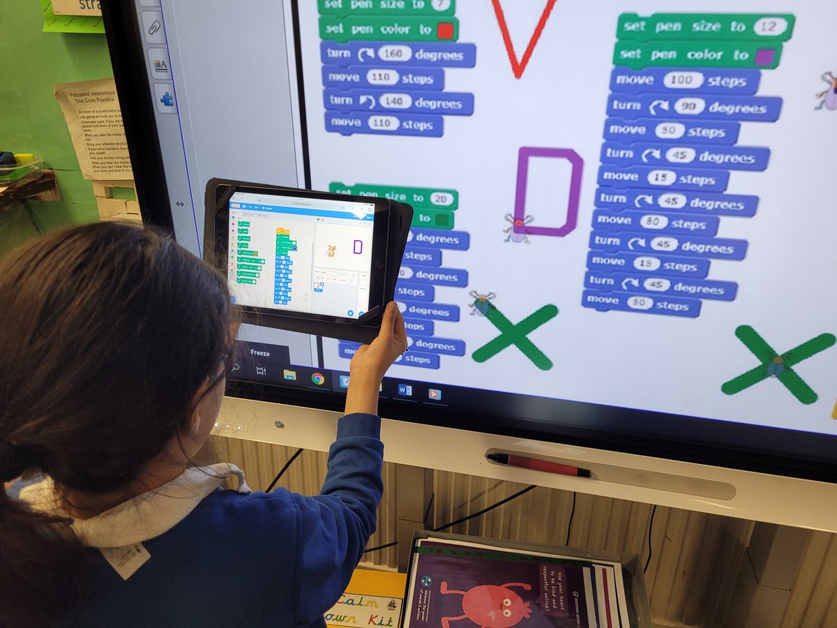 RPSComputing's tweet photo. We had a great time writing computer programs to draw shapes and letters. #repetition #repeat #2dshapes https://t.co/7iMZzDkcBG