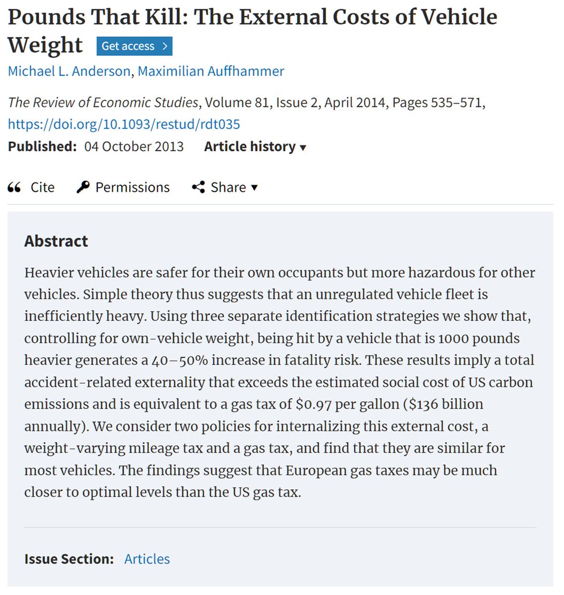 Lightweighting is good! Bikes are even better!But the article only talks about fatalities in vehicle to vehicle collisions which is a small portion of accidents.It's also pre-EV (from 2012). EVs are built very differently. So you can't generalize. https://doi.org/10.1016/j.ecotra.2021.100219