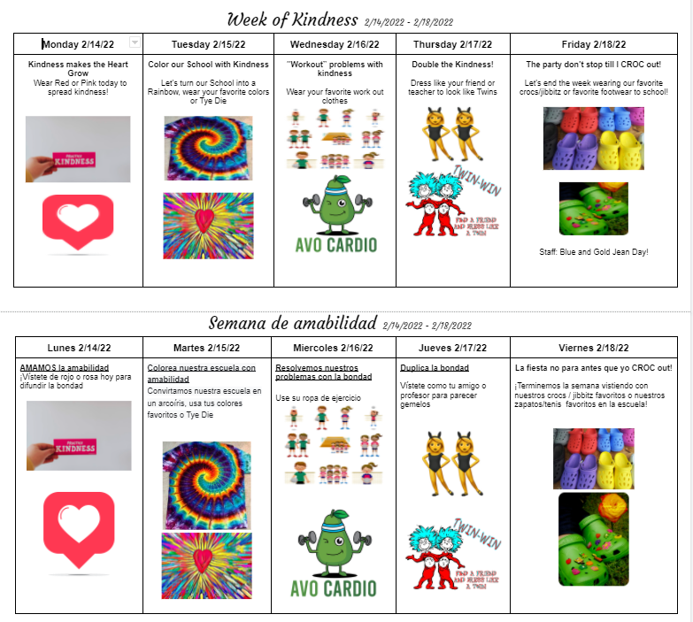 Next week, we will be celebrating the Week of Kindness at Fairmount School created by our Social and Emotional Learning Team. We look forward to encouraging the students to spread kindness by challenging them to complete random acts of kindness throughout the week.
