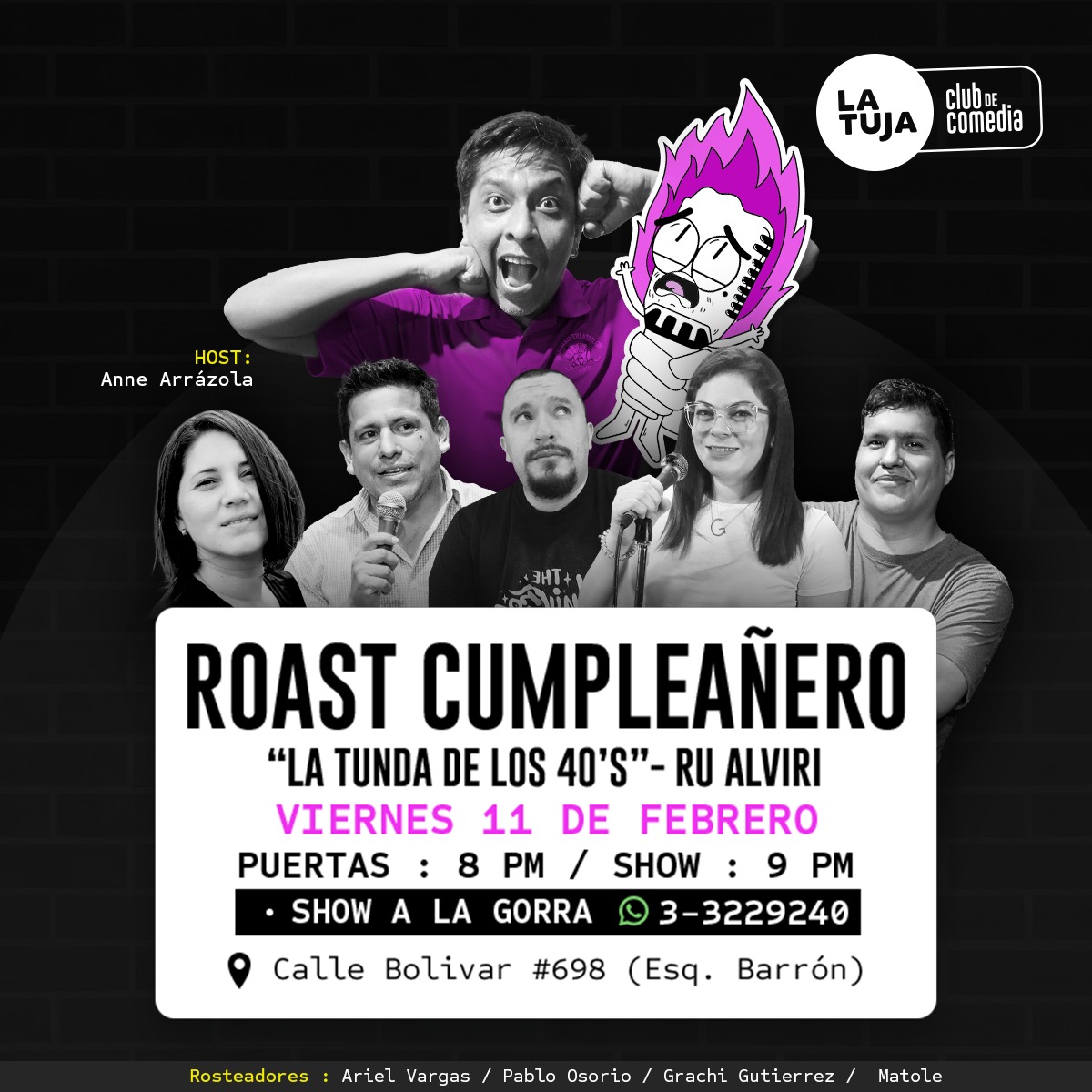ruateatro's tweet photo. ¡Bueno, gente! Este viernes (previa de cumple) me dan "La Tunda de los 40s" Roast Cumpleañero en el Club de Comedia La Tuja. Así es darán palo a este ilustre y desconocido actor. Los "rosteadores" van a ser @esgravesiempre #matole @vargasariel83 #GrachiGutierrez u @Annelissie 🥴 https://t.co/BDbfjPnBBX