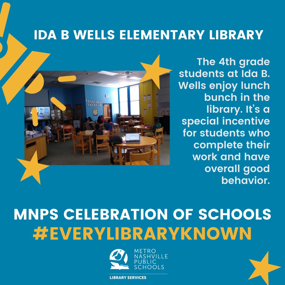 MNPSLibraries's tweet image. The 4th grade students at Ida B. Wells enjoy lunch bunch in the library. It’s a special incentive for students who complete their work and have overall good behavior! #EveryLibraryKnown #CelebrationOfSchools
